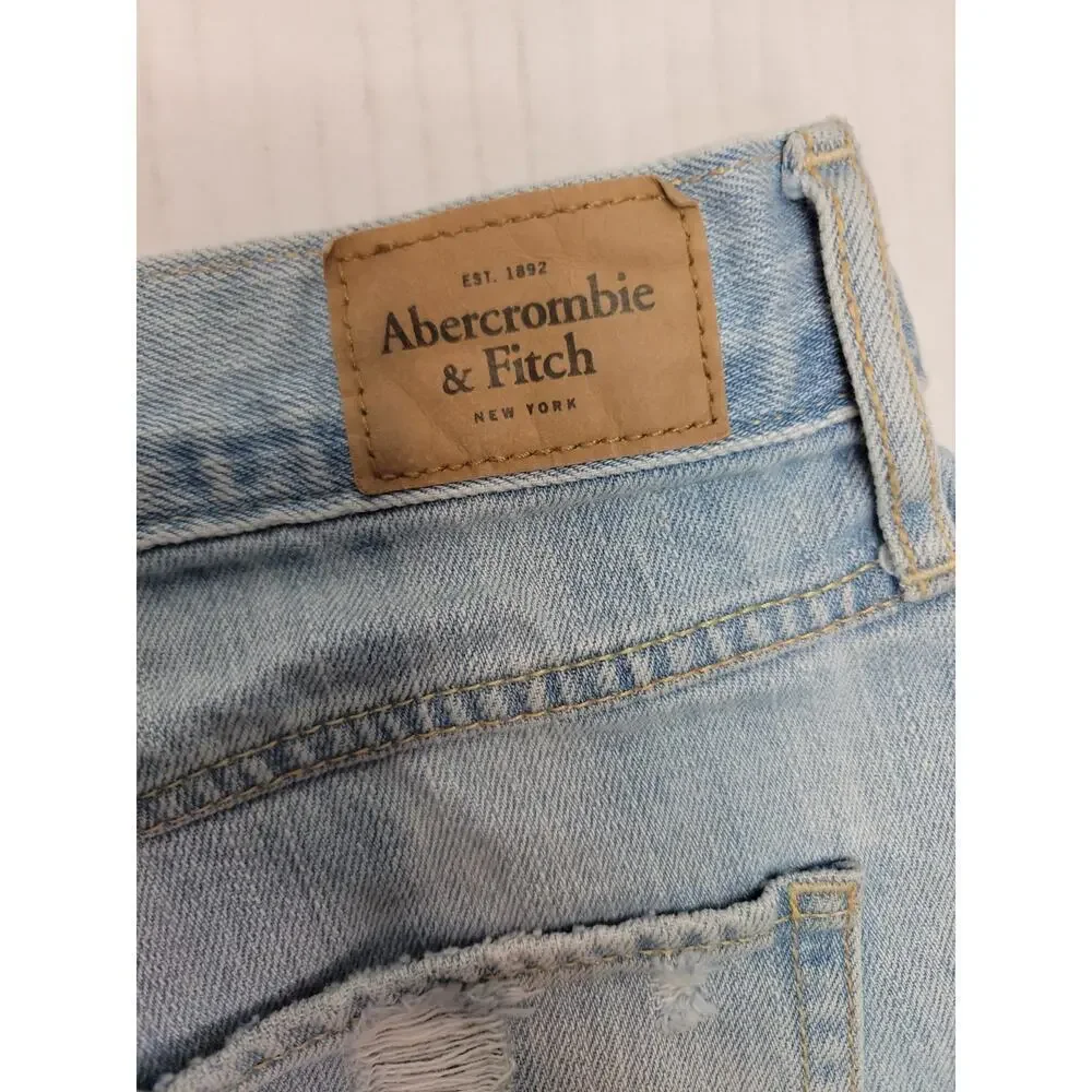 Abercrombie And Fitch Denim Shorts Womens SZ 28 Mid Rise Distressed Festival
